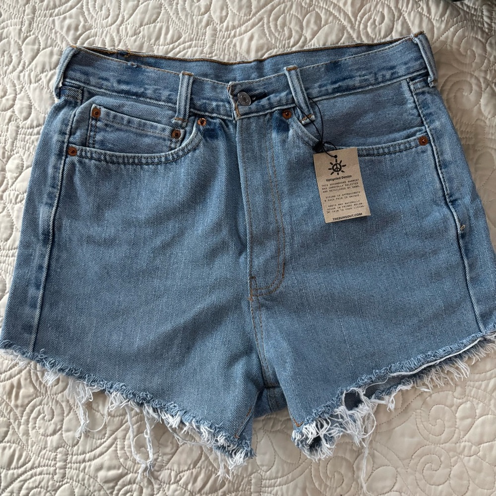 Levis Upcycled Frayed Hem Jean Shorts